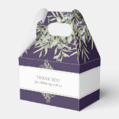 Elegant Greenery Paars Wedding Bedankt Bedankdoosjes (Achterkant)