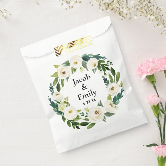 Elegant Greenery Personalized Names Date Wedding Bedankzakje (Gezegeld)