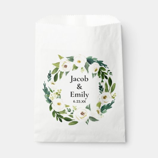 Elegant Greenery Personalized Names Date Wedding Bedankzakje (Voorkant)