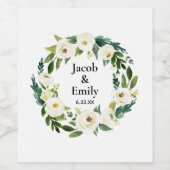 Elegant Greenery Personalized Names Date Wedding Wijn Etiket (Enkel label)