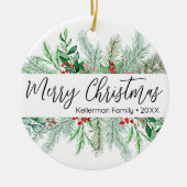 Elegant Greenery Photo Christmas Keramisch Ornament (Voorkant)