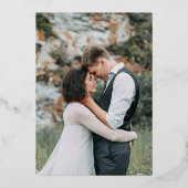 Elegant Greenery Photo Overlay White Wedding Folie Uitnodiging (Achterkant)