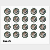 Elegant Greenery Photo Return Address Ronde Sticker (Vel)