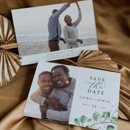 Elegant Greenery Photo Save the Date