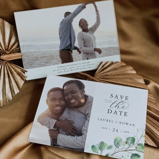 Elegant Greenery Photo Save the Date