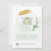 Elegant Greenery PHOTO Wedding Invitation QR CODE Kaart (Voorkant)