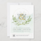 Elegant Greenery PHOTO Wedding Invitation QR CODE Kaart (Voorkant)