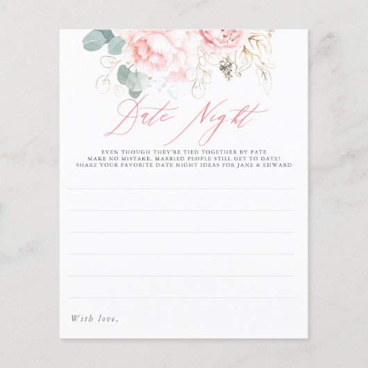 Elegant Greenery Pink Floral Date Night Idees (Voorkant)