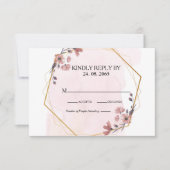 Elegant Greenery Pink Waterverf Geometric Wedding RSVP Kaartje (Voorkant)