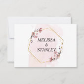 Elegant Greenery Pink Waterverf Geometric Wedding RSVP Kaartje (Achterkant)