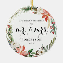 Elegant Greenery Poinsettia Eerste Kerstmis