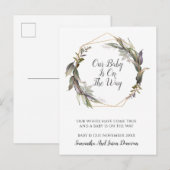 Elegant Greenery Pregnancy AnnounBriefkaart Aankondigingskaart (Voorkant / Achterkant)