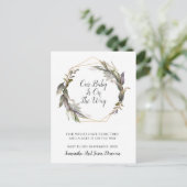 Elegant Greenery Pregnancy AnnounBriefkaart Aankondigingskaart (Staand voorkant)