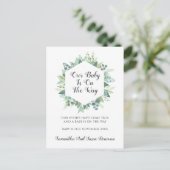 Elegant Greenery Pregnancy AnnounBriefkaart Aankondigingskaart (Staand voorkant)