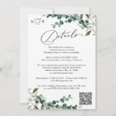 Elegant Greenery QR Code All-in-One Wedding Kaart (Achterkant)