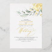 Elegant Greenery Real Gold Foil Boho Wedding Folie Uitnodiging (Voorkant)
