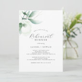 Elegant Greenery Rehearsal Dinner Invitation Kaart (Staand voorkant)