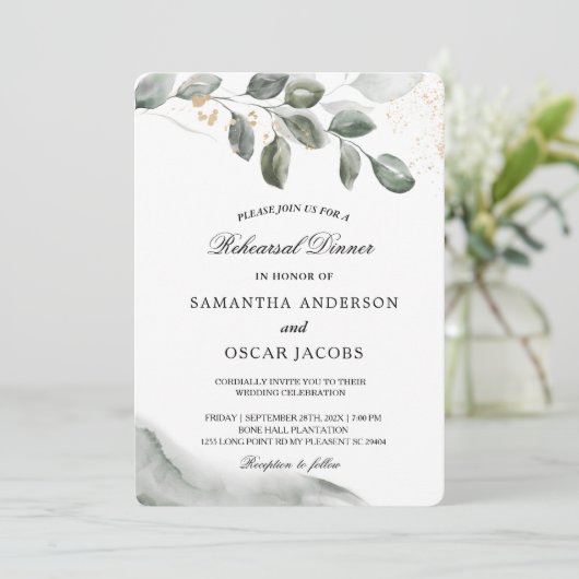 Elegant Greenery repetitie diner Kaart (Staand voorkant)