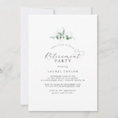 Elegant Greenery Retirement Party Invitation Kaart (Voorkant)