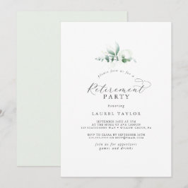 Elegant Greenery Retirement Party Invitation Kaart