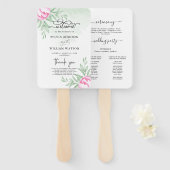 Elegant Greenery Roos Minimal Gold Wedding Program Handwaaier (Voorkant en achterkant)