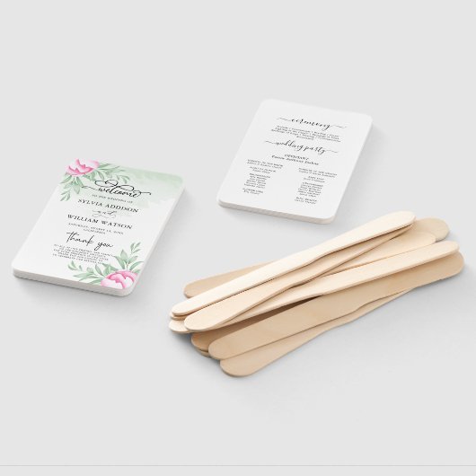 Elegant Greenery Roos Minimal Gold Wedding Program Handwaaier (Niet-gemonteerd)