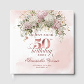 Elegant Greenery Rose Gold Blush 50th Birthday  Gastenboek (Voorkant)