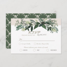 Elegant Greenery RSVP Card Meal Chos Kaart
