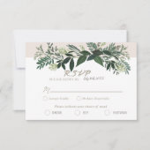 Elegant Greenery RSVP Card Meal Chos Kaart (Voorkant)