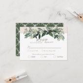 Elegant Greenery RSVP Card Meal Chos Kaart (Voorkant / Achterkant in situ)