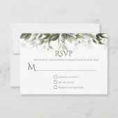 Elegant Greenery RSVP - Donkere Olijven Groen (Voorkant)