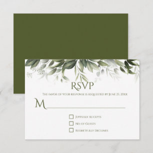 Elegant Greenery RSVP - Donkere Olijven Groen