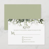 Elegant Greenery RSVP - Licht Olijfgroen Kaartje (Voorkant / Achterkant)