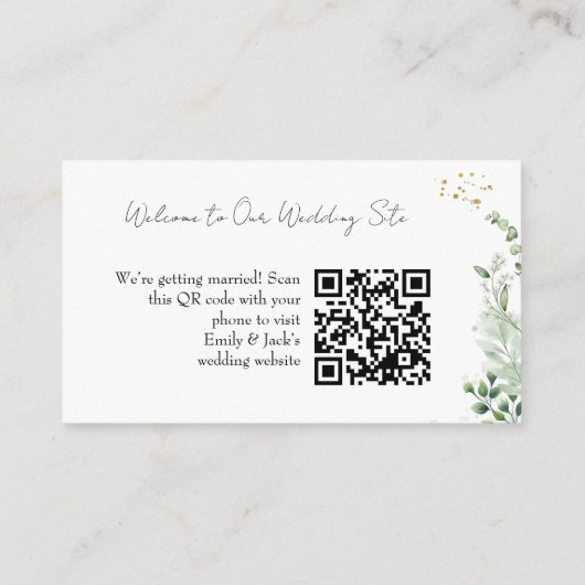 Elegant Greenery RSVP QR Code Invitation Informatiekaartje (Achterkant)