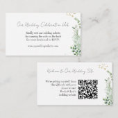 Elegant Greenery RSVP QR Code Invitation Informatiekaartje (Voorkant / Achterkant)