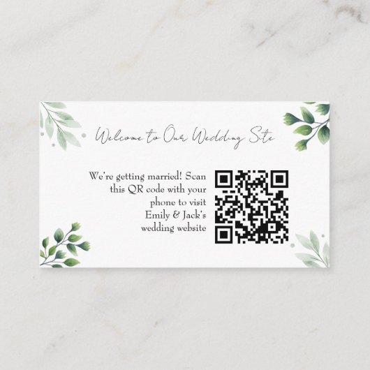 Elegant Greenery RSVP QR Code Invitation Informatiekaartje (Achterkant)