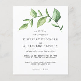 Elegant Greenery Rustic Budget Wedding Uitnodiging