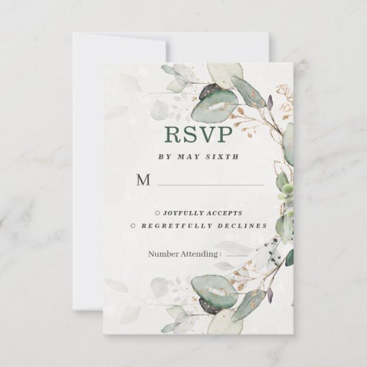Elegant Greenery Rustic Eucalyptus Floral RSVP Kaartje (Voorkant)