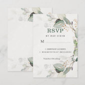 Elegant Greenery Rustic Eucalyptus Floral RSVP Kaartje (Voorkant / Achterkant)