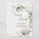 Elegant Greenery Rustic Eucalyptus Floral Wedding Kaart (Voorkant)
