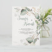 Elegant Greenery Rustic Eucalyptus Floral Wedding Kaart (Staand voorkant)