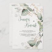 Elegant Greenery Rustic Eucalyptus Floral Wedding Kaart (Voorkant / Achterkant)