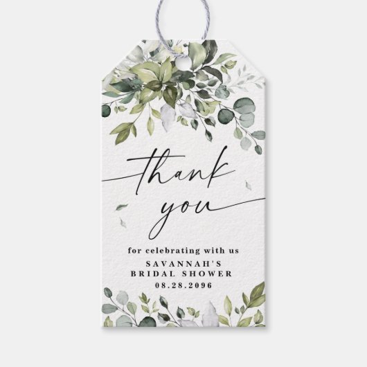 Elegant Greenery Rustic Eucalyptus Hartelijk dank Cadeaulabel (Voorkant)