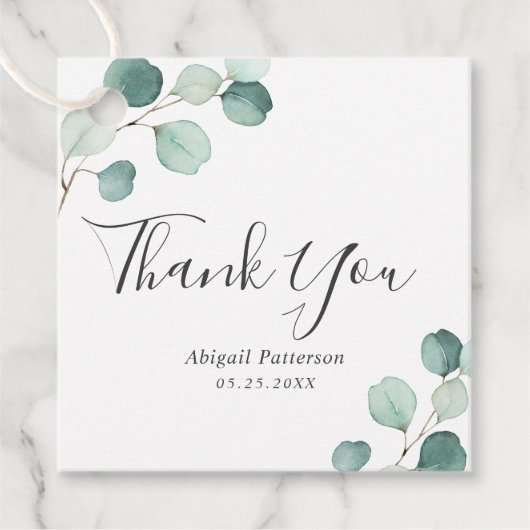 Elegant Greenery Rustic Eucalyptus Vrijgezellenfee Bedankjes Labels (Voorkant)