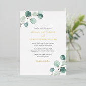 Elegant Greenery Rustic Eucalyptus Wedding Gold Folie Uitnodiging (Staand Voorkant)