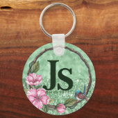 Elegant Greenery Rustic Foliage Mint Green Sage Sleutelhanger (Voorkant)