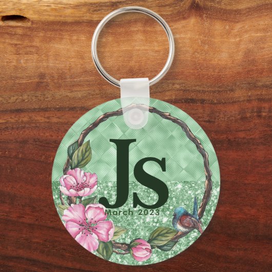 Elegant Greenery Rustic Foliage Mint Green Sage Sleutelhanger (Voorkant)