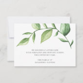Elegant Greenery Rustic Funeral Bedankkaart (Voorkant)