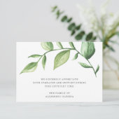 Elegant Greenery Rustic Funeral Bedankkaart (Staand voorkant)