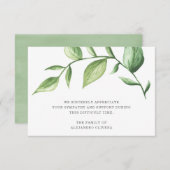 Elegant Greenery Rustic Funeral Bedankkaart (Voorkant / Achterkant)